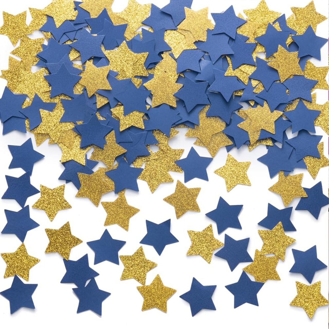 Gold and Blue Star Confetti Table Decoration for Birthday Graduation Retirement Bachelor Theme Party,1.2 inch in Diameter,200 Counts